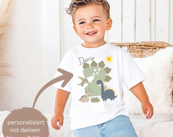 Personlig barnfödelsedagströja med dinosauriedesign, ålder, namn, födelsedagsbarn, T-Rex, Triceratops, Tyrannosaurus, födelsedagströja för dinosaurier