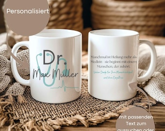 Tazza personalizzata per medici con nome e messaggio personalizzato – Regalo per medici – Regalo di ringraziamento per medici, regali a forma di cuore per compleanni e Natale