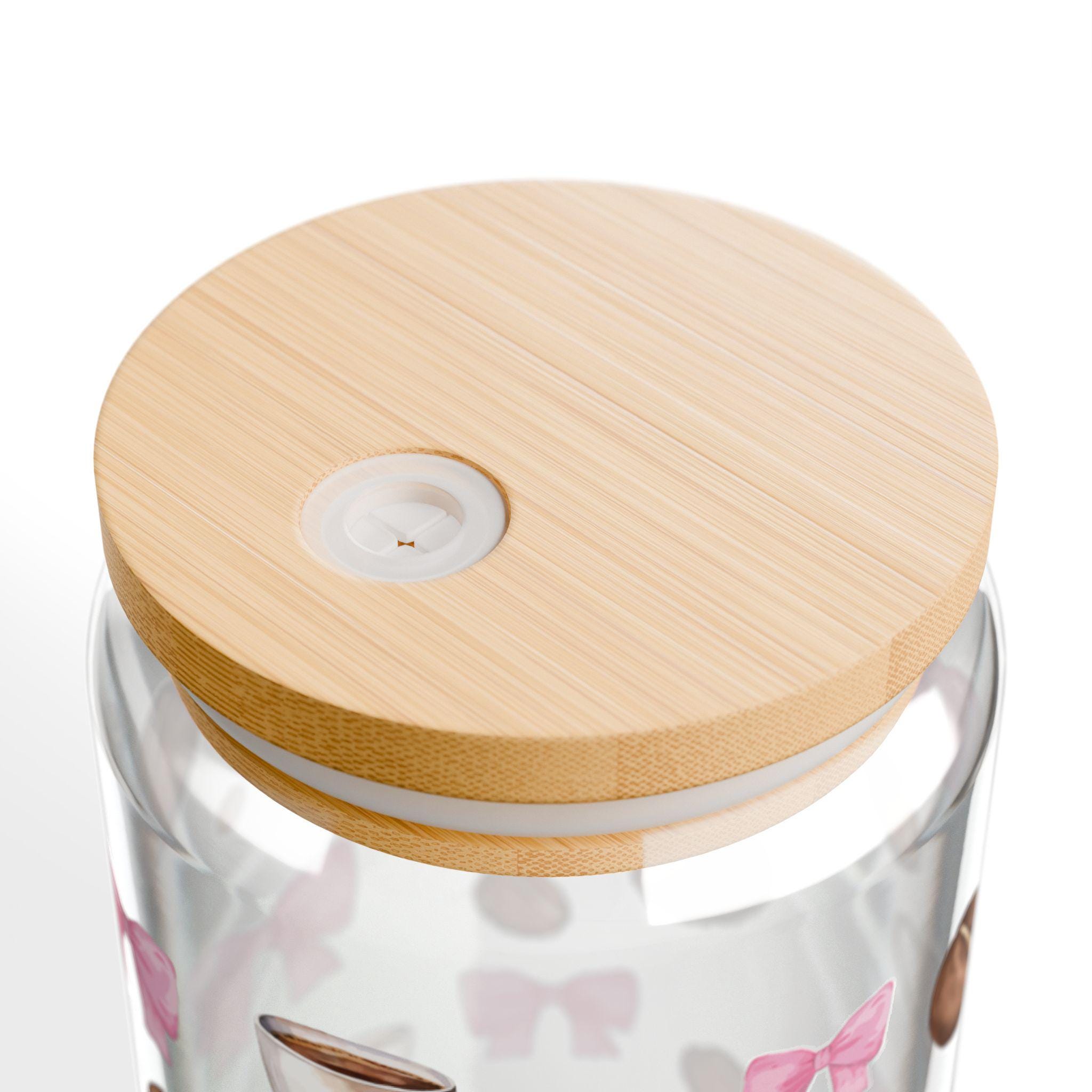 Pink Bow & Coffee Glass Cup With Lid and Straw - Cute Iced Coffee ...