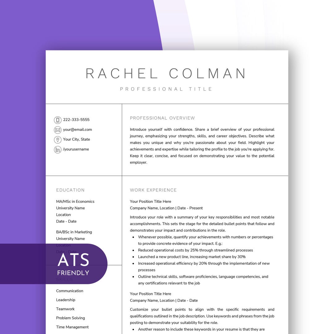 Executive Resume Template | Clean Word Doc Resume | Cv Resume Template ...