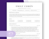 Clean Resume Template | Professional Job Resume | ATS Friendly Resume | Word Resume Template | Editable Cv Template | INSTANT DOWNLOAD