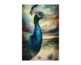 Stunning Peacock Fine Art Poster, Vibrant Home Wall Art, Nature Print, Living Room Decoration