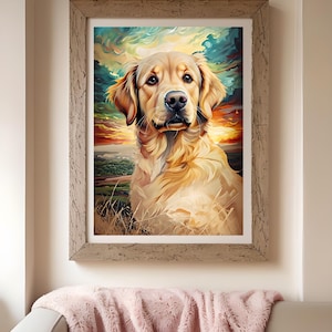 Golden Retriever Fine Art Poster, Dog Lover Home Decor, Pet Portrait Wall Art, Animal Art for Dog Owners, Gift for Dog Mom