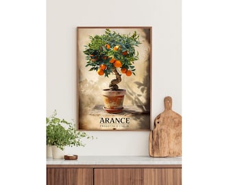 Orange Tree Poster, Vintage Wall Art, Orange Tree Print, Home Decor, Gift for Garden Lovers, Art for Kitchen