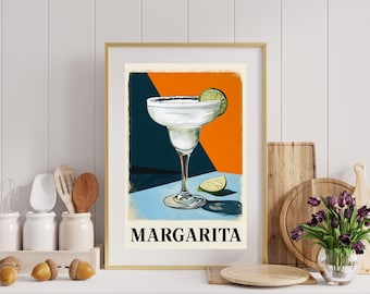 Margarita Fine Art Poster, Colorful Wall Decor, Cocktail Art Print, Home Bar Decor, Gift for Margarita Lovers, Summer Vibes Art