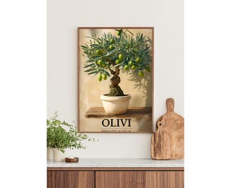 Italian Olive Tree Fine Art Poster, Botanical Wall Art, Home Decor, Gift for Gardeners, Vintage Inspired Prints