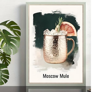 Moscow Mule Fine Art Poster, Kitchen Decor, Home Bar Wall Art, Gift for Cocktail Lovers, Vintage Style Print