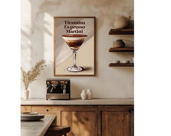Tiramisu Espresso Martini Art Poster, Coffee Lover Wall Decor, Kitchen Art Print, Modern Home Decor, Unique Gift Idea