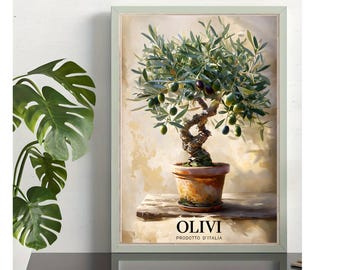 Olive Tree Fine Art Poster, Botanical Wall Decor, Italian Art Print, Living Room Art, Gift for Nature Lovers