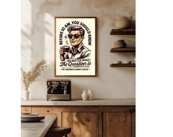 Coffee Lover's Wall Art Poster, Vintage Coffee Print, Home Decor for Kitchen, Gift for Coffee Enthusiasts, Coffee Saying Art