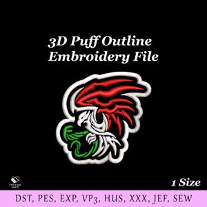 Mexican Eagle 3D Puff Outline Machine Embroidery Design File for Hats and Beanie, Mexican Embroidery, Custom Snapback & Dad Hat PES Files