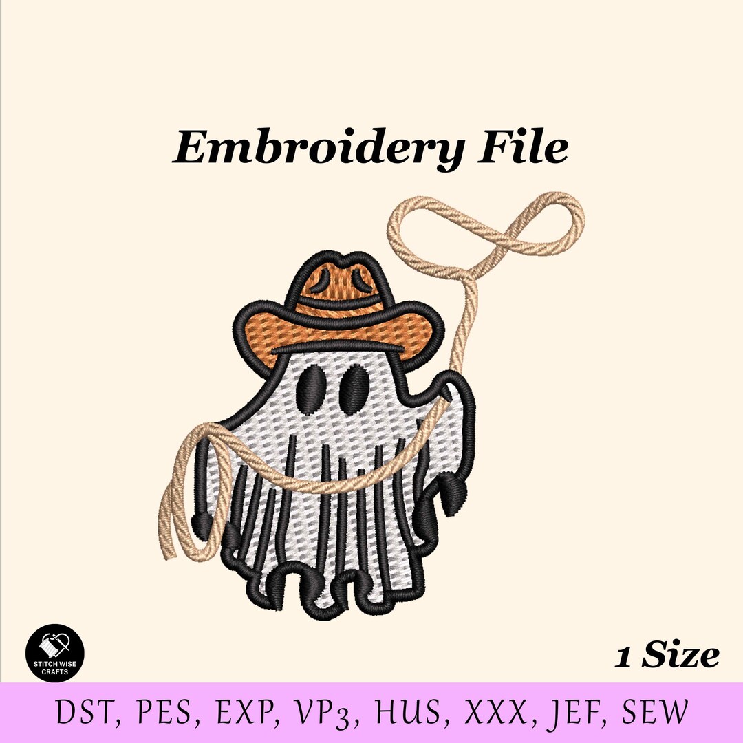 Ghost Machine Embroidery Design File for Hats & Beanies, Halloween and ...
