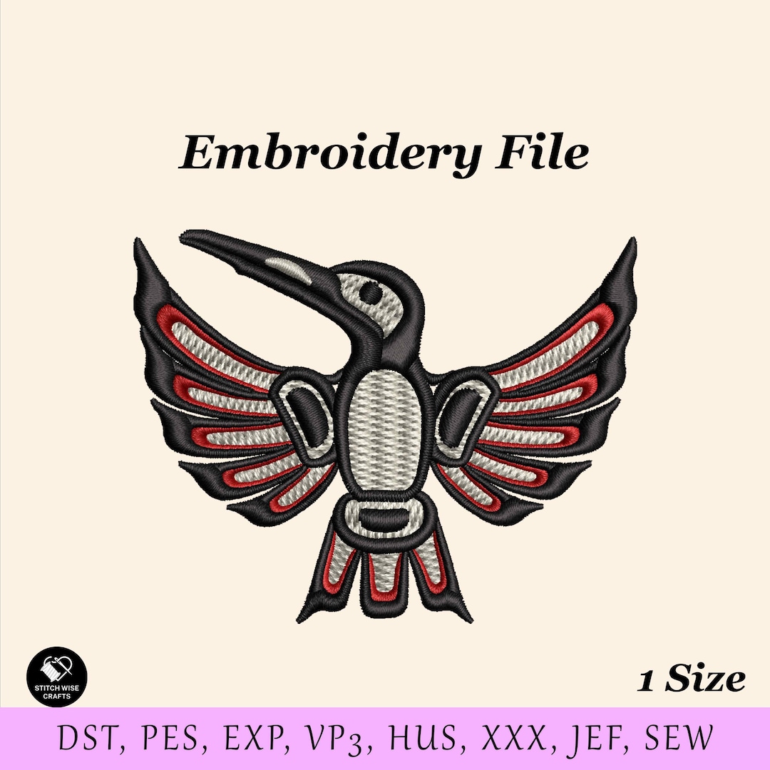 Hummingbird With Aztec Design Tribal Hummingbird Embroidery Machine File for Hats, Native Bird ...