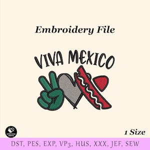 Viva Mexico Machine Embroidery Design File for Hats & Beanie, Mexico Embroidery, Custom Embroidery Digitizing, Custom Snapback, Dad Hat PES
