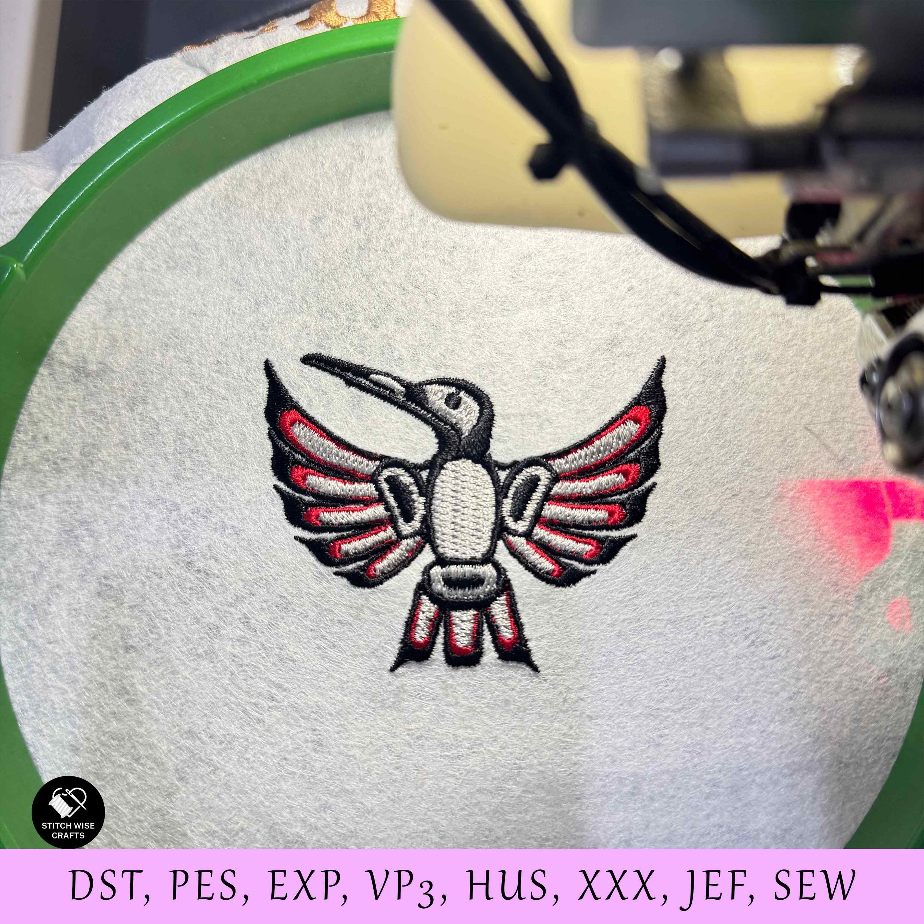 Tribal Hummingbird Embroidery Machine File for Hats, Native Bird ...