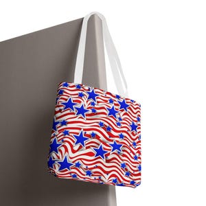 Patriotic Tote Bag | American Flag Design | Stars & Stripes | Perfect for Independence Day, Summer Outings, Eco-Friendly Shopper