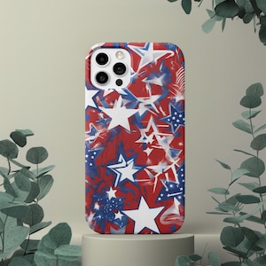 Patriotic Tough Phone Cases, Durable Phone Cover, Star Design, Independence Day Gift, Red White Blue Phone Protector, 4th Of July