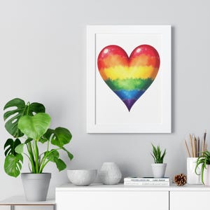 Rainbow Heart Framed Poster | LGBTQ+ Wall Art, Colorful Home Decor, Love Display, Pride Gifts, Room Aesthetic
