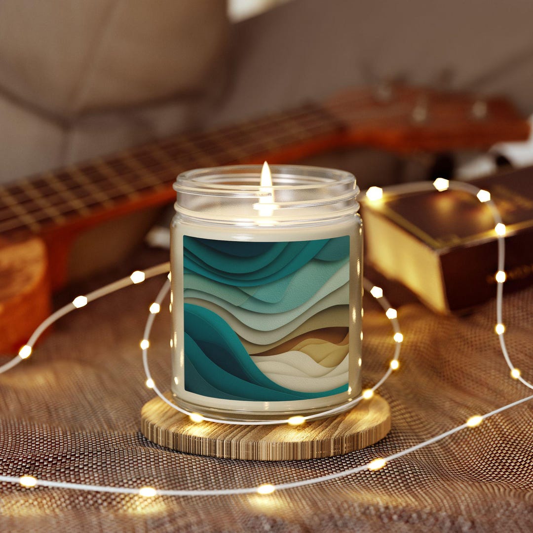 Teal Ocean Waves Candle | Coconut Apricot Soy Wax 4oz 9oz - Etsy