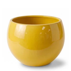 Duża ceramiczna donica MOZART żółta, Ø56 x wys. 42 cm, mrozoodporna - szkliwiona, z otworem drenażowym | Taras, balkon, ogród