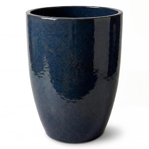 Großer Pflanzkübel Keramik MAZARIN Saphirblau, Ø45 x H60 cm, frostfest - glasiert, mit Abflussloch | Terrasse, Balkon, Garten