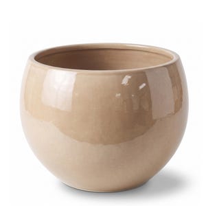 Großer Pflanzkübel Keramik MOZART Elfenbein, Ø56 x H42 cm, frostfest - glasiert, mit Abflussloch | Terrasse, Balkon, Garten