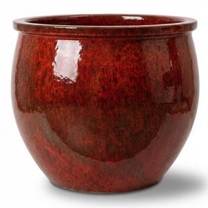 Blumentopf Keramik NEWTON Herbstorange, Ø21 x H23 cm, frostfest - glasiert, mit Abflussloch | Terrasse, Balkon, Garten