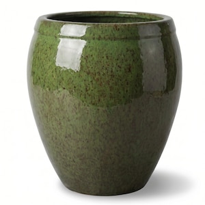 Pot de fleurs XXL ATLAS vert tropical, Ø75 x H78 cm, en céramique émaillée résistante au gel, avec trou de drainage | Terrasse, balcon, jardin