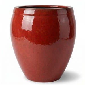 Pot de fleurs XXL ATLAS en céramique, rouge tropical, Ø75 x H78 cm, résistant au gel - émaillé, avec trou de drainage | Terrasse, balcon, jardin