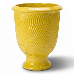 Großer Pflanzkübel Keramik MORGANE Gelb, Ø55 x H69 cm, frostfest - glasiert, mit Abflussloch | Terrasse, Balkon, Garten