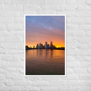 Fine Art, London Skyline England, Sunset Art Print, City Sunrise, Canary Wharf Print, Poster, Gift, City skyscraper landmark,