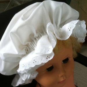 Adult size Muffin, Mob, Mop Hat Cap Bonnet- Betsy Ross, Mrs. Claus, Raggedy Ann, Colonial - FREE shipping