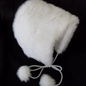 Creamy White Fur Hat Faux Fur Adult Bonnet