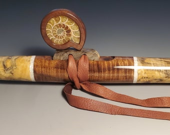 Native American Style Flute, Buckeye Burl & Walnut, mid F#