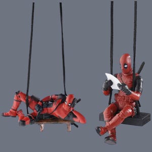 Deadpool Rearview Mirror Pendant – Decorative Figurine for Car, Home, and Office, Cartoon Style, Interior Decoration Accessory