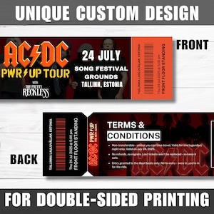 ACDC Rock Konzert Ticket Canva Vorlage Personalisiertes digitales Geschenk Benutzerdefinierte druckbare Musikandenken bearbeitbar für AC DC-Fans Hard Rock-Fangeschenk