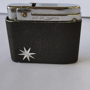 Silver Match ruwe zwarte aansteker met gegraveerde ster – vintage/verzamelaar