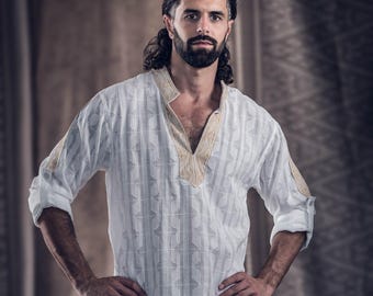 Orion Shirt (White) | Men's Festival Wedding Long Sleeve Shirt