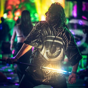 Eyegazm Kimono - Sacred Geometry Black light Reactive Festival Kimono