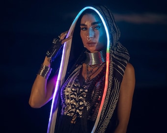 Eclipse LED Festival Hood | Light up Rave Festival Clothing