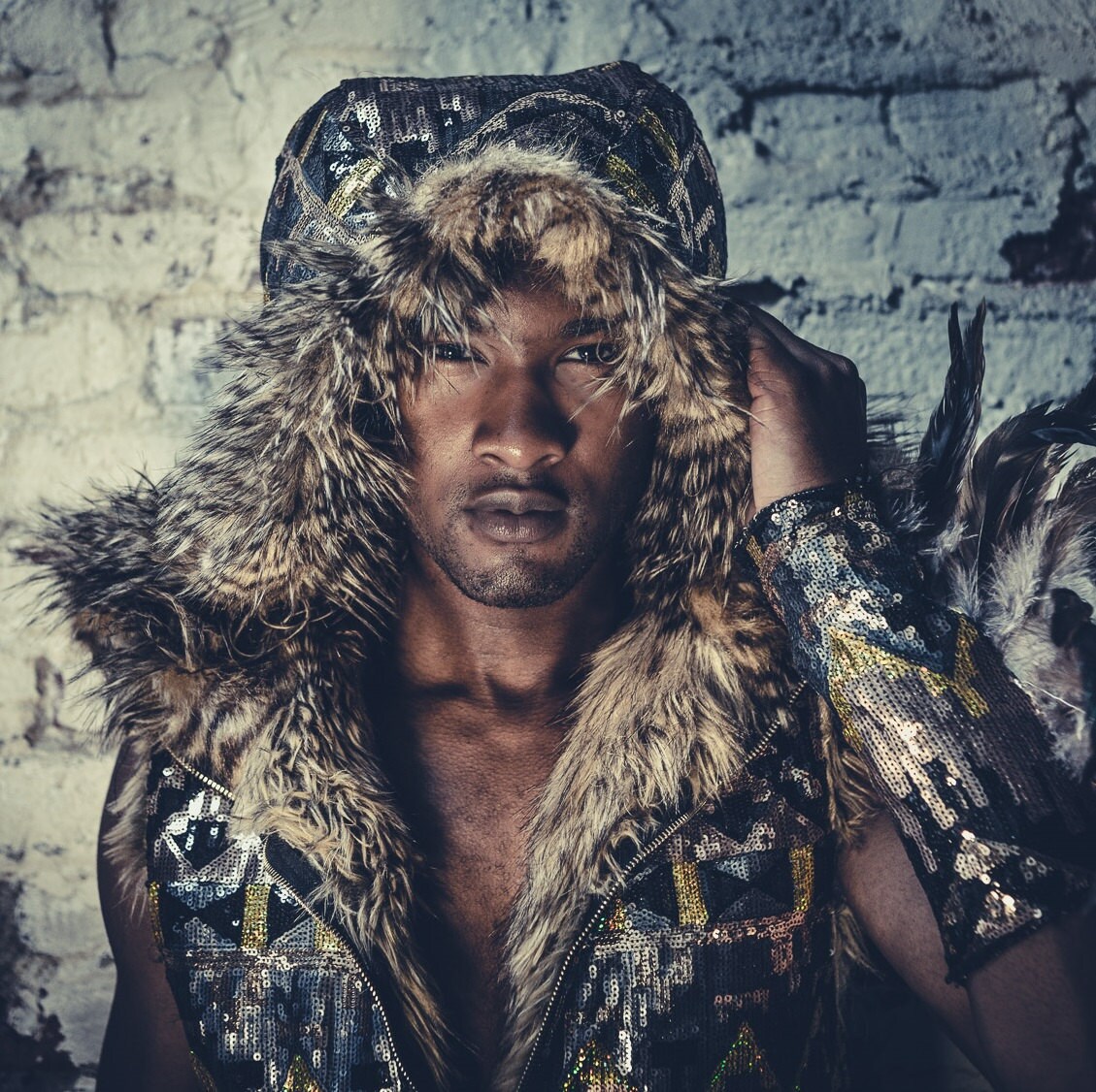 Tribal Warrior Sequin Vest black Bronze 