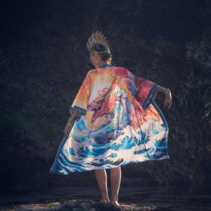Elemental Dragon Kimono | Psychedelic Rainbow Festival Kimono