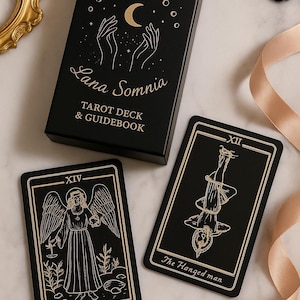 Tarot Luna Somnia Dec, jeu complet de 78 cartes pour divination, rêves lunaires, astrologie céleste, cartes Starry Magic Black Gold, guide du tarot