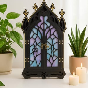 Church Wall Shelf, Baroque Crystal Shelves, Crystal Display, Witchy Boho Spiritual Altar Decor & Essential Oil Storage, Crescent shelf