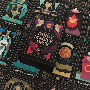 Baraja de Tarot Mágico de 78 Cartas, cartas de oráculo - Astrología Celestial Negra, Juego de Cartas de Adivinación Mágica Estelar, Valeria Cósmica, Baraja de la Bruja Lunar