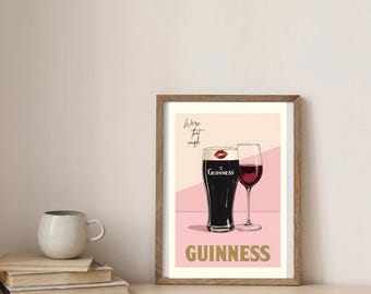 We’re That Couple - Funny Digital Poster Print | Guinness with Lipstick & Wine Glass | Instant Download Wall Art for Couples