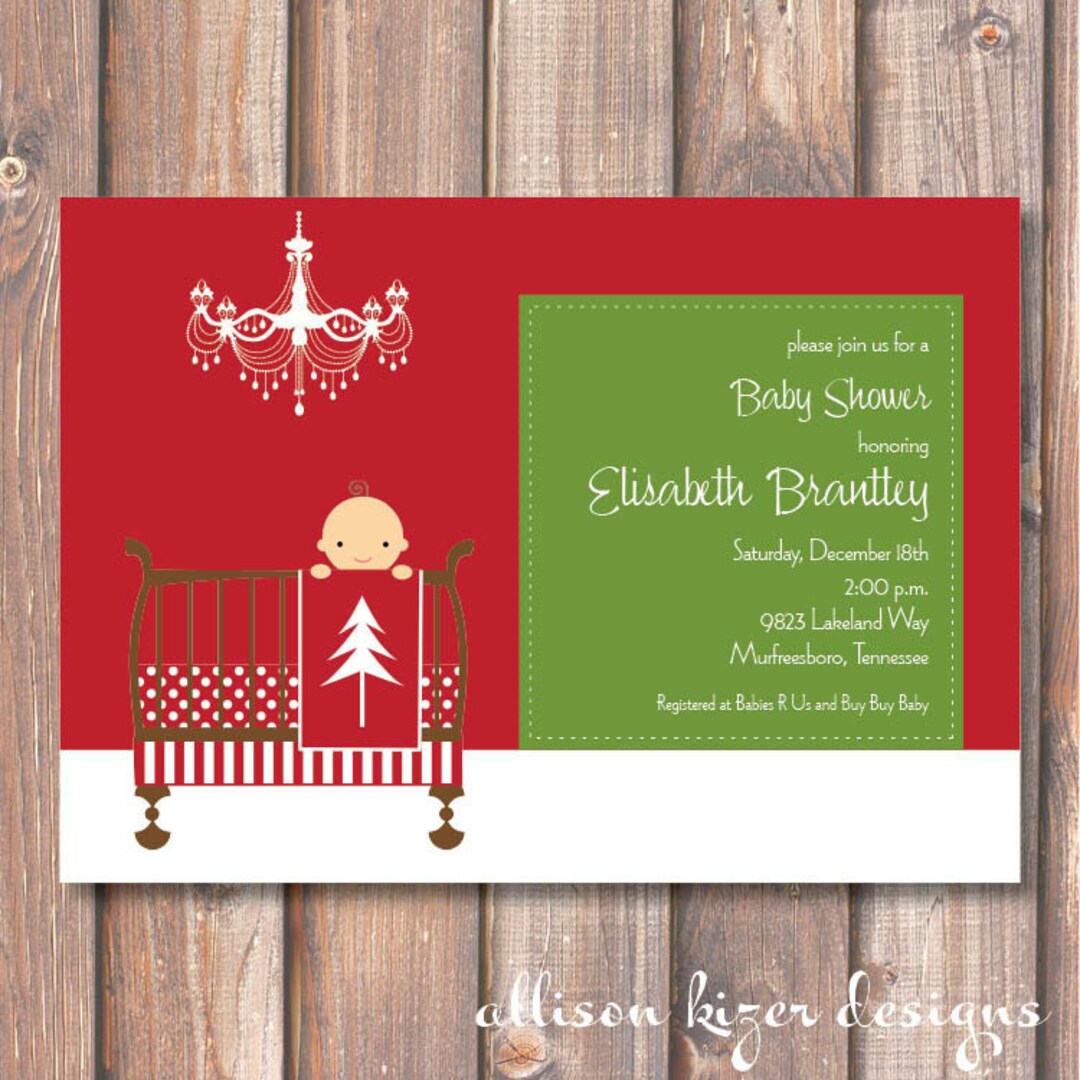 Christmas Baby Shower Invitation Baby Crib Printable Baby - Etsy