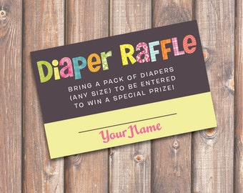 Diaper Raffle Tickets Baby Girl Bright Colorful Twin Girls Funky Letters - Girl - Baby Shower Diaper Raffle Tickets - INSTANT DOWNLOAD