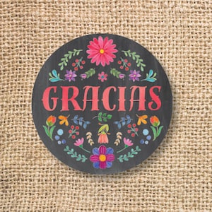 Fiesta Floral Favor Tags Gracias Watercolor Mexican Fiesta Baby Shower Printable Otomi Thank You Tags Birthday Favors INSTANT DOWNLOAD