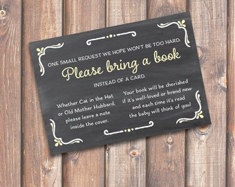 Chalkboard Yellow and Gray Printable Stock the Library Enclosures Bring a Book Cards - INSTANT DOWNLOAD